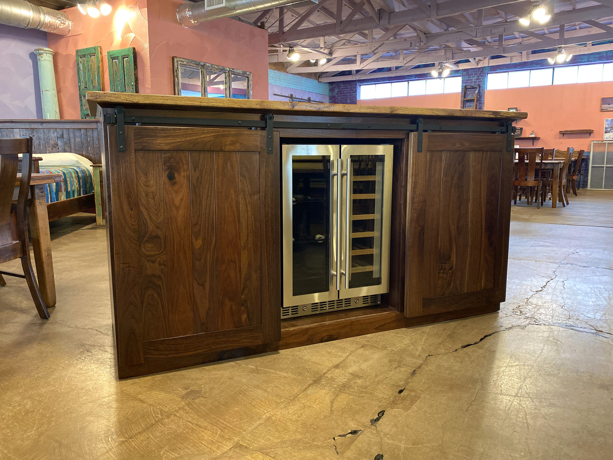 Walnut Wine Cabinet - Hand-crafted custom cabinets