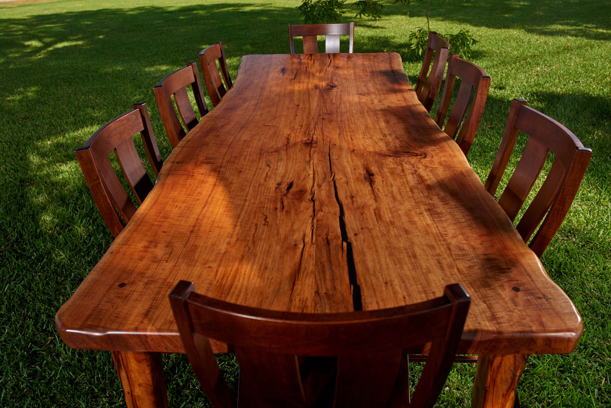 Pecan solid-slab wood table - Dining Room Furniture